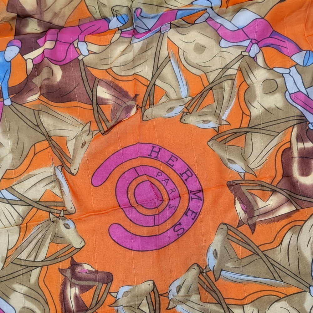 Inspired Orange Pink Brown Horse Silk Scarf